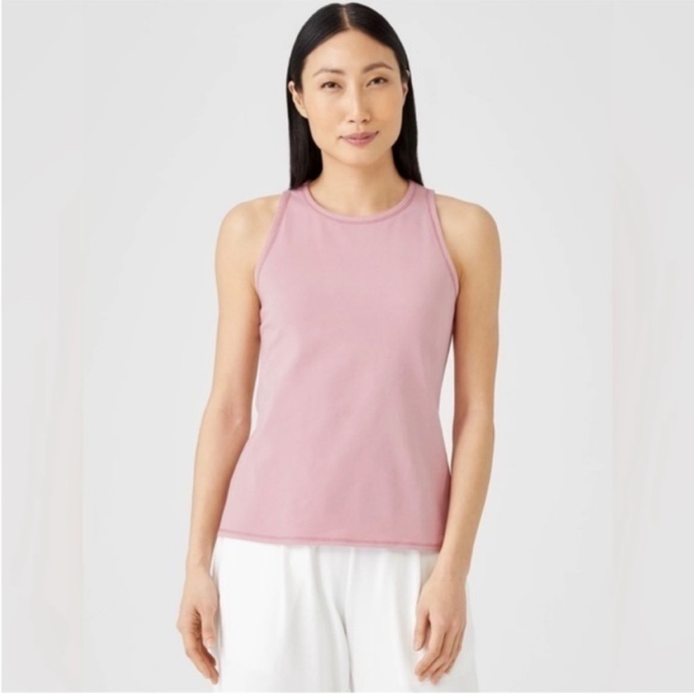 NWT Eileen Fisher Round Neck Slim Tank In Powder Pink Size XXS